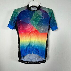 Weimostar Womens Rainbow Cycling Jersey Medium Full-Zip Short Sleeve Pockets